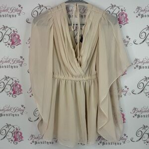 Kherisa top flowy blouse luxe top shirt beige Chic Cream Women's Blouse